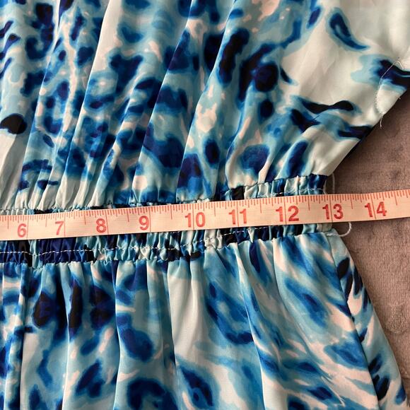 Laundry by Shelli Segal Blue Beret Leopard Print Maxi Dress 10 - Picture 10 of 11